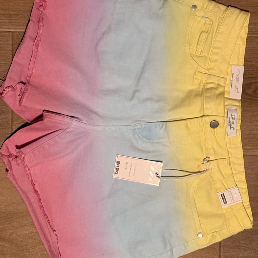 Judy Blue Pink Blue Yellow Ombre Denim Shorts